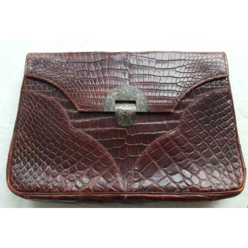 vintage dames tas (clutch) krokodilleer