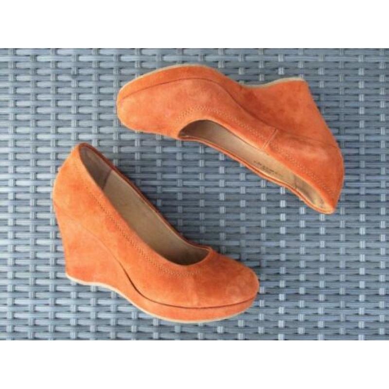 Leren pumps sleehak 5th Avenue tijger oranje maat 40
