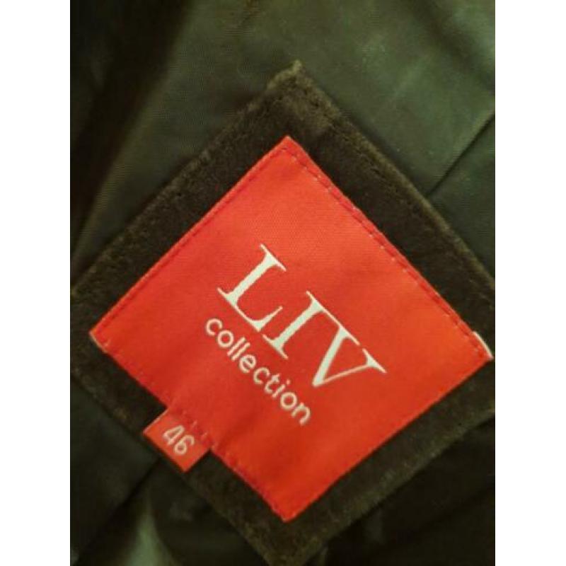 Mooi suède (echt leder) jasje van Liv, mt 46, donkerbruin