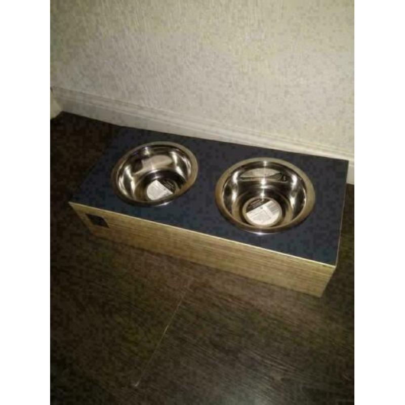 Binqdesign hap&slurp voerbak drinkbak multi d. grijs 17 cm.