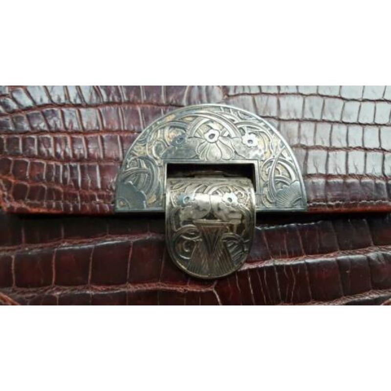 vintage dames tas (clutch) krokodilleer