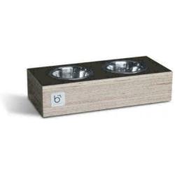 Binqdesign hap&slurp voerbak drinkbak multi d. grijs 17 cm.