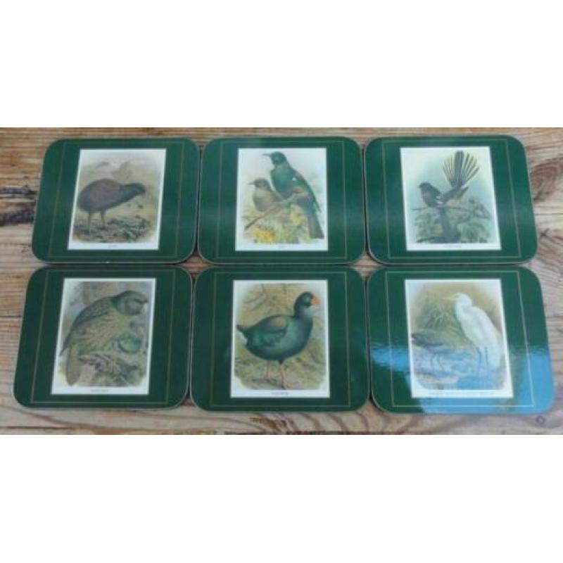 6 onderzetters met kurk, vogels Nieuw Zeeland, Jason