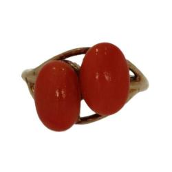 14 karaats gouden antieke bloedkoraal dames ring Vintage