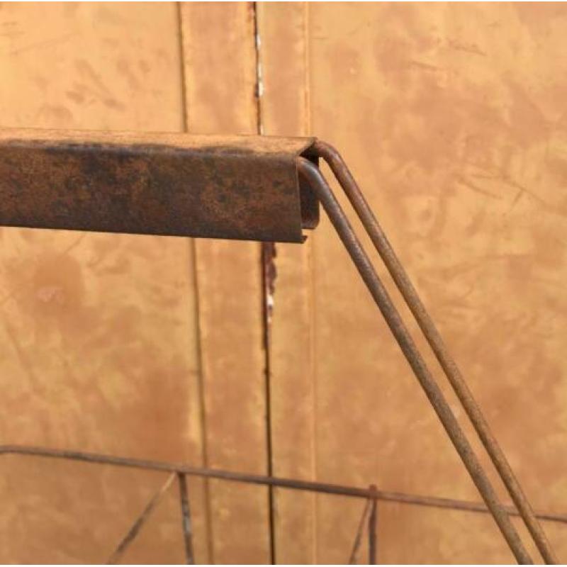 Vintage metalen flessenrek voor 6 flessen diamant pastiche