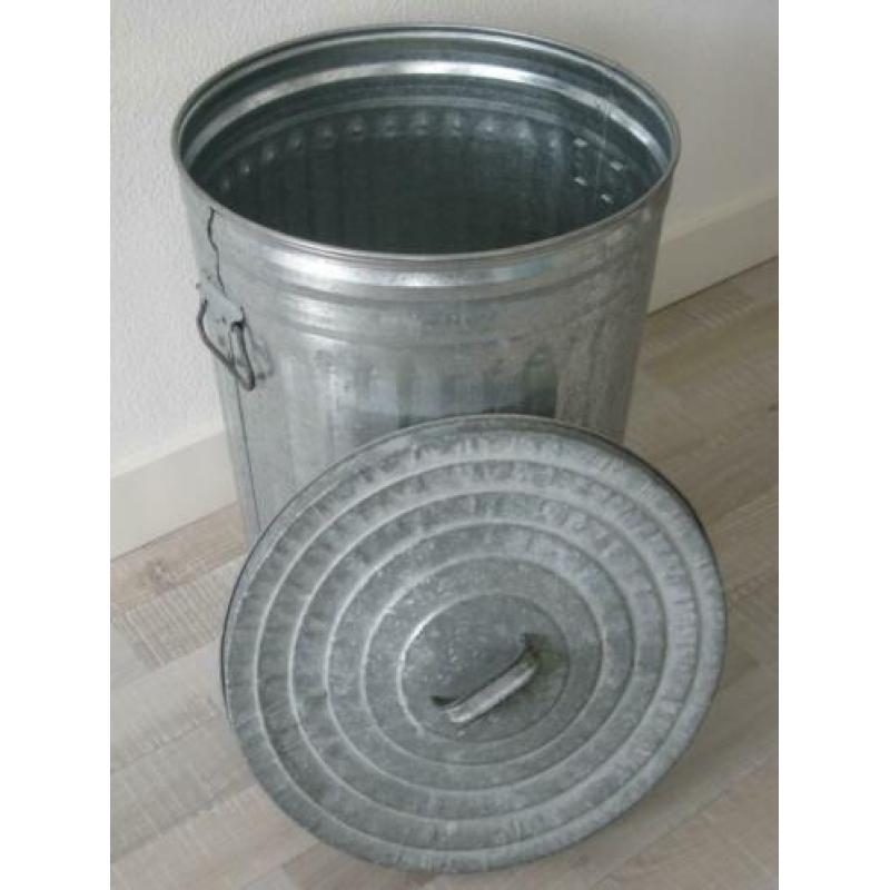 Afvalemmer/Wasmand/Opbergemmer gegalvaniseerd zink 60 cm