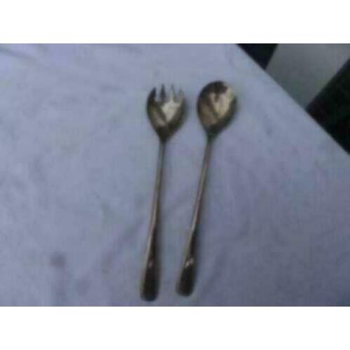 (A17) Italiaans silverplate saladebestek
