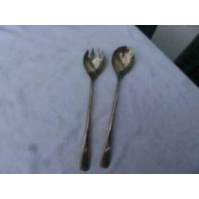 (A17) Italiaans silverplate saladebestek