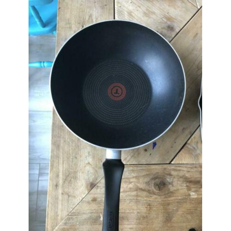 2x pan, wokpan en grillpan Tefal