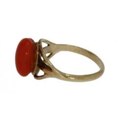 14 karaats gouden antieke bloedkoraal dames ring Vintage
