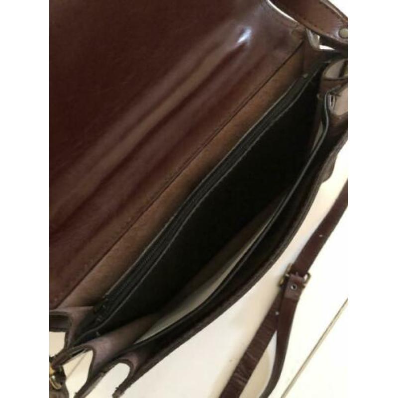 Vintage schoudertas bordeaux rood leer