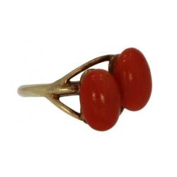 14 karaats gouden antieke bloedkoraal dames ring Vintage