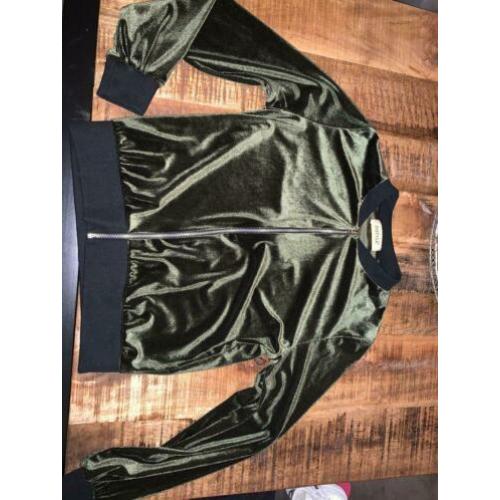 Donker groen velours vest met zwart maat M