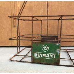 Vintage metalen flessenrek voor 6 flessen diamant pastiche