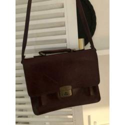 Vintage schoudertas bordeaux rood leer