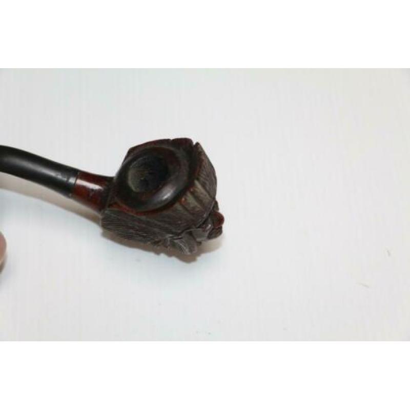 Antieke houten gesculpteerde pijp REAL BRIAR (OBEIG) indiaan