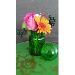 Retro vintage groene apothekersflesjes stopflessen glas