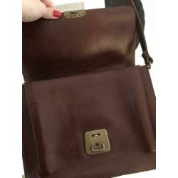 Vintage schoudertas bordeaux rood leer