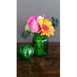 Retro vintage groene apothekersflesjes stopflessen glas