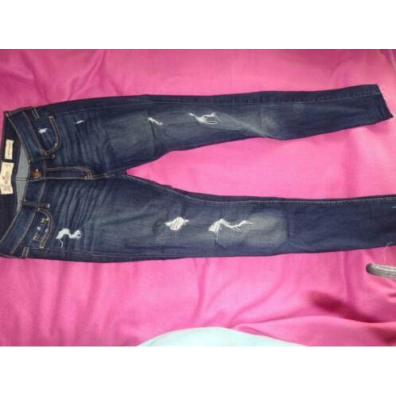 spijkerbroek met gaten w24 l28 hollister