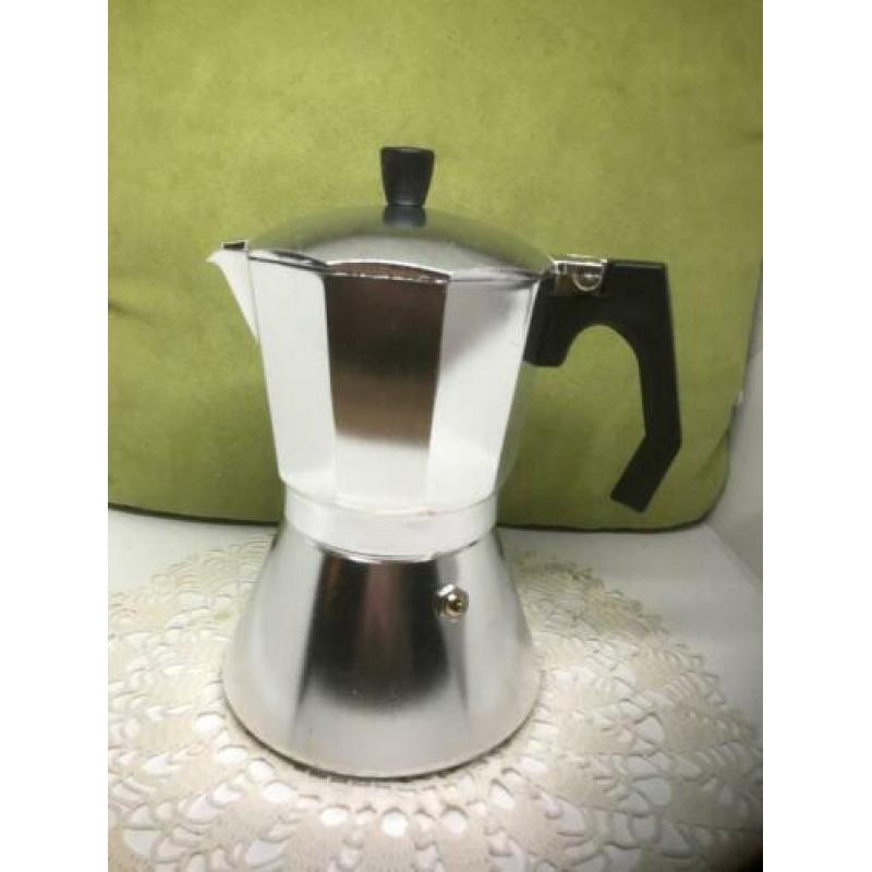 Cafetiere, espressomaker, Italia, zwart/rood/zilver