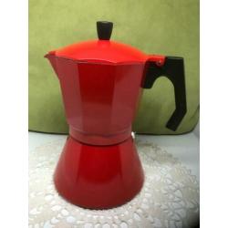 Cafetiere, espressomaker, Italia, zwart/rood/zilver