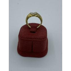 18 karaats gouden dames ring met 2 diamanten