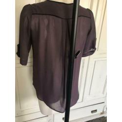 Dames blouse paars / zwart maat L zgan