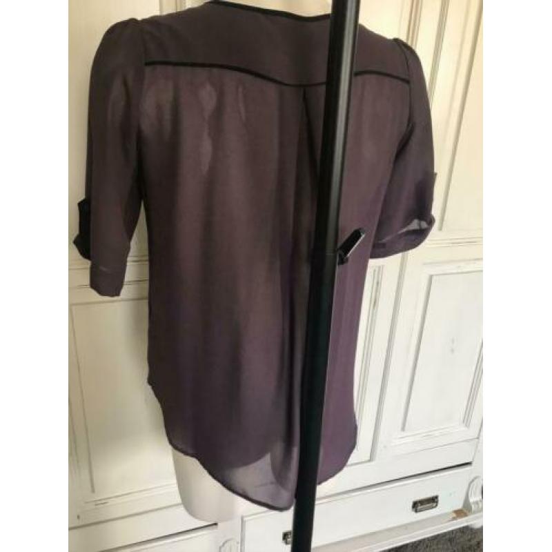 Dames blouse paars / zwart maat L zgan