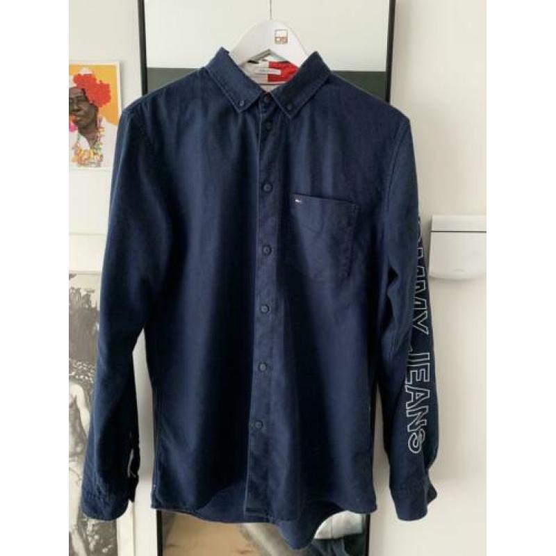 Blauw Tommy Jeans Overhemd Maat M Regular Fit