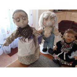 Oma en opa pop, jongen en meisje pop