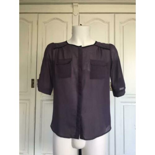 Dames blouse paars / zwart maat L zgan
