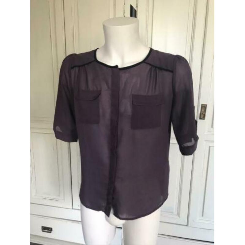 Dames blouse paars / zwart maat L zgan