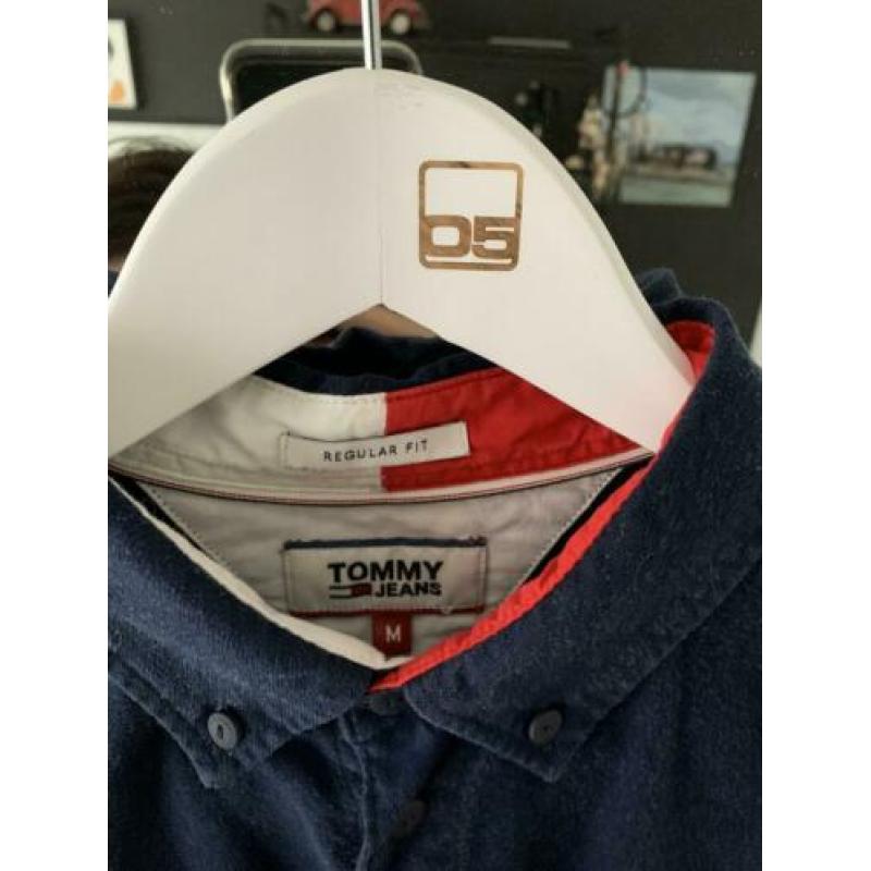 Blauw Tommy Jeans Overhemd Maat M Regular Fit