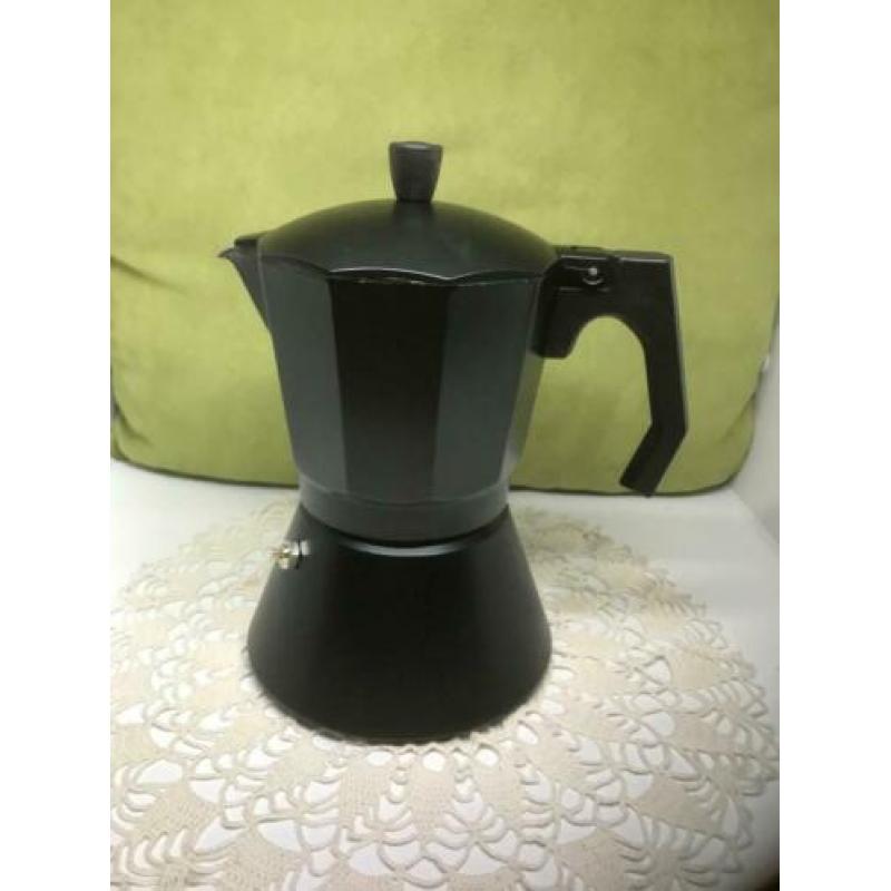 Cafetiere, espressomaker, Italia, zwart/rood/zilver