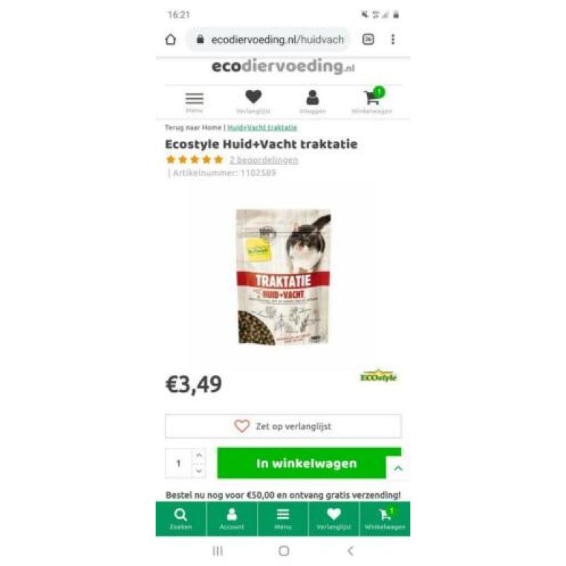 18 zakjes ecostyle Huid+Vacht voor katten - NIEUW