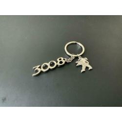 Peugeot 3008 met logo zilveren sleutelhanger