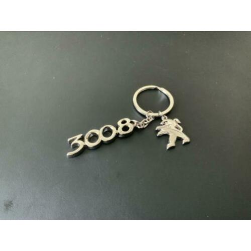 Peugeot 3008 met logo zilveren sleutelhanger