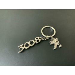 Peugeot 3008 met logo zilveren sleutelhanger