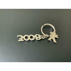Peugeot 3008 met logo zilveren sleutelhanger