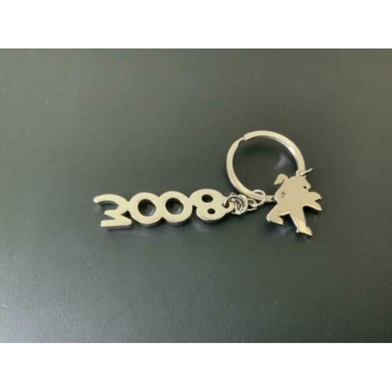Peugeot 3008 met logo zilveren sleutelhanger