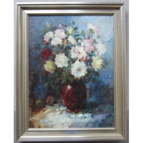 ==THEO VAN OORSCHOT 1910-1989==fraai werk==vaas met rozen==