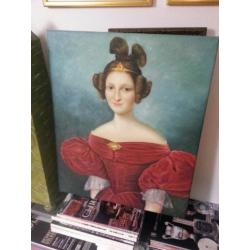 Empire dame olieverf schilderij