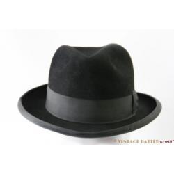 mooie oude Vintage Gleufhoed Homburg Rockel zwart 56