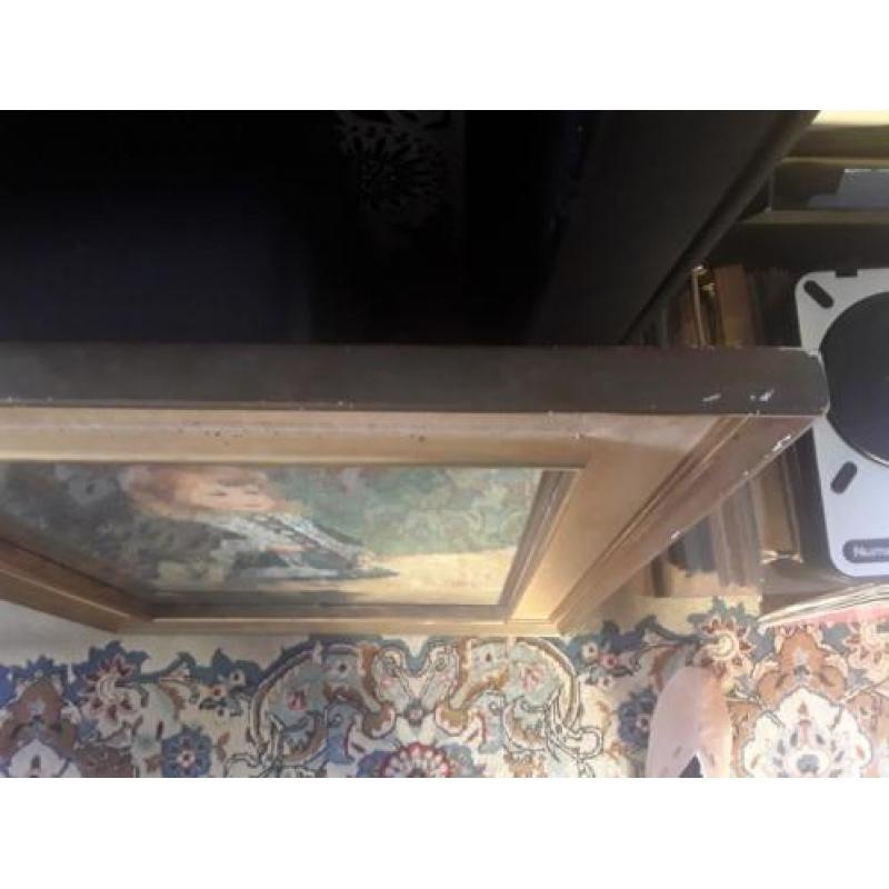 Grote klassieke houten lijst, met prent renoir, met fluweel