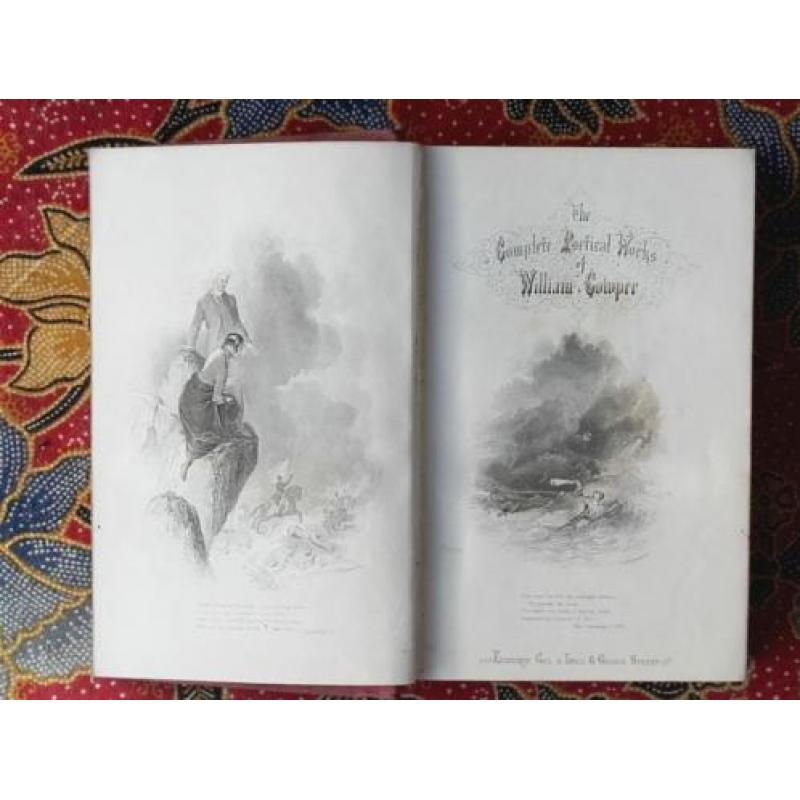 Antiek Engels boek Cowper's poetical works compleet uit 1868