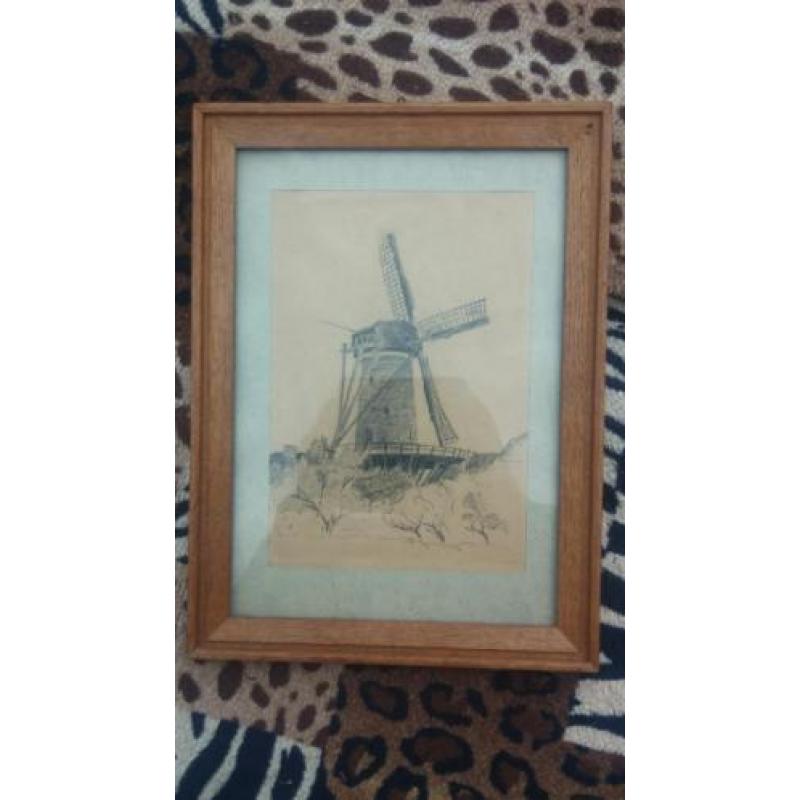 oude tekening stellingmolen Vreeswijk 1942