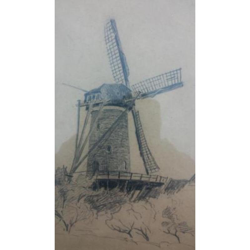 oude tekening stellingmolen Vreeswijk 1942