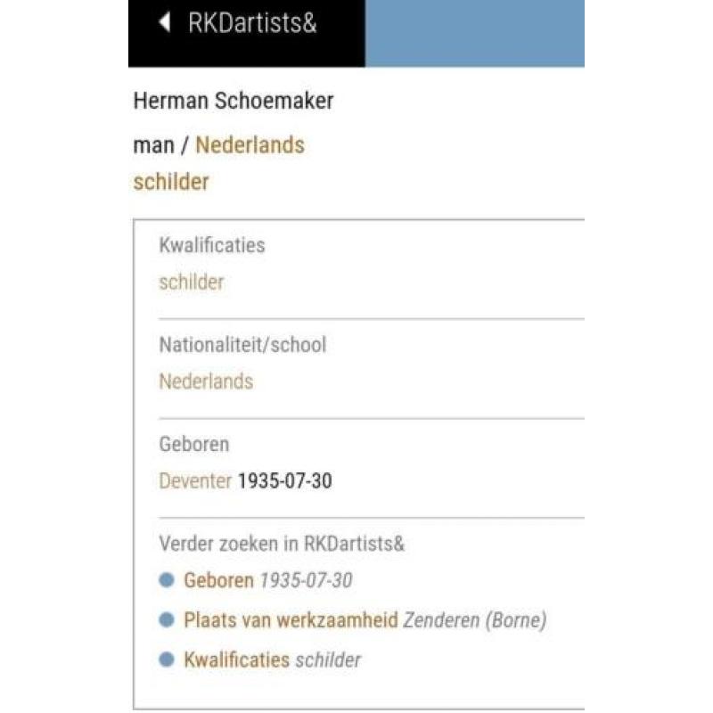 Gesigneerde kunst werk van Herman SCHOEMAKER