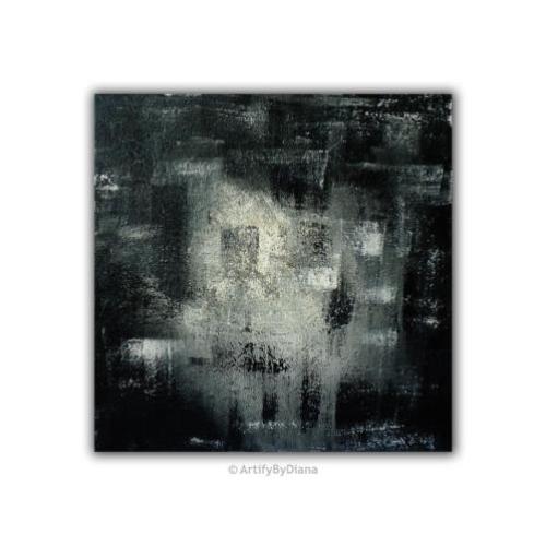 Groot zwart en wit zelfgemaakt abstract schilderij op canvas